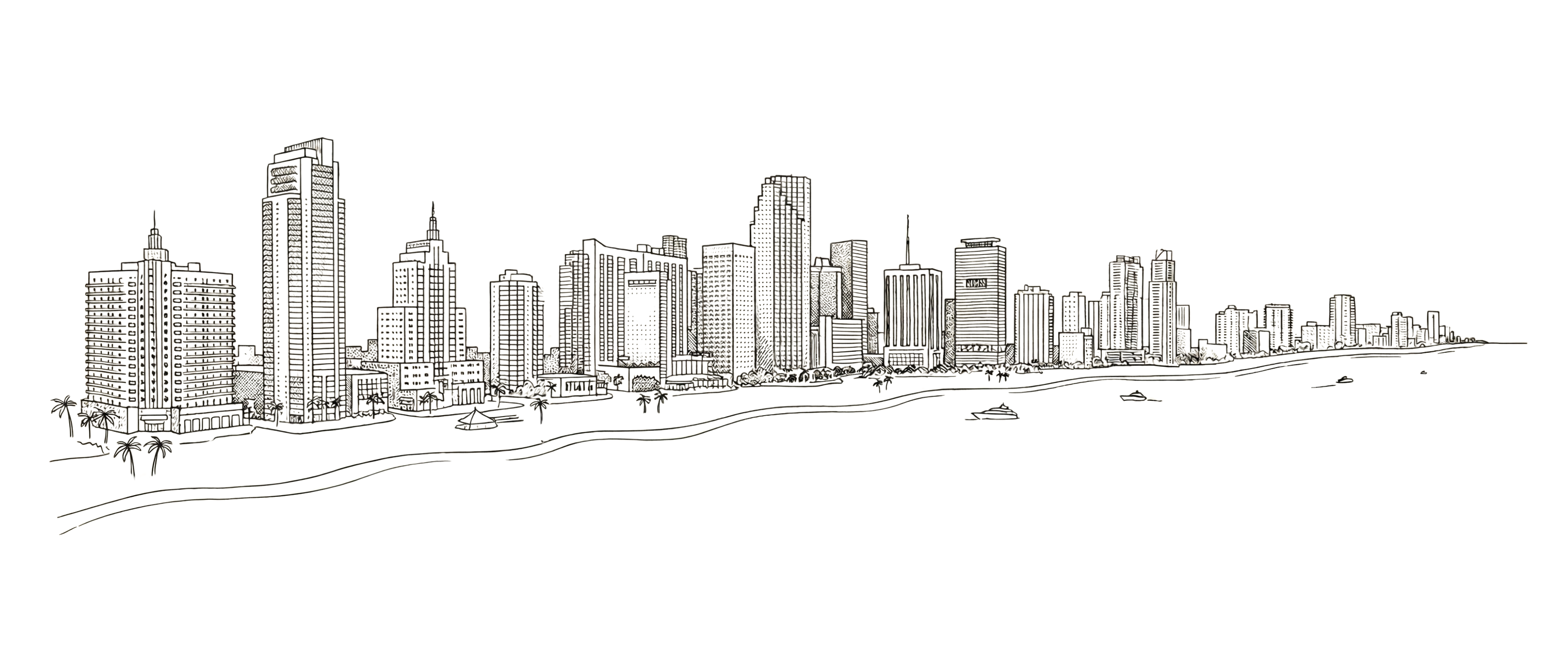 Coastal Skyline Drawing